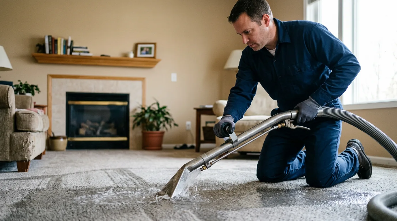 Water damage restoration technician working near Antwerp, NY